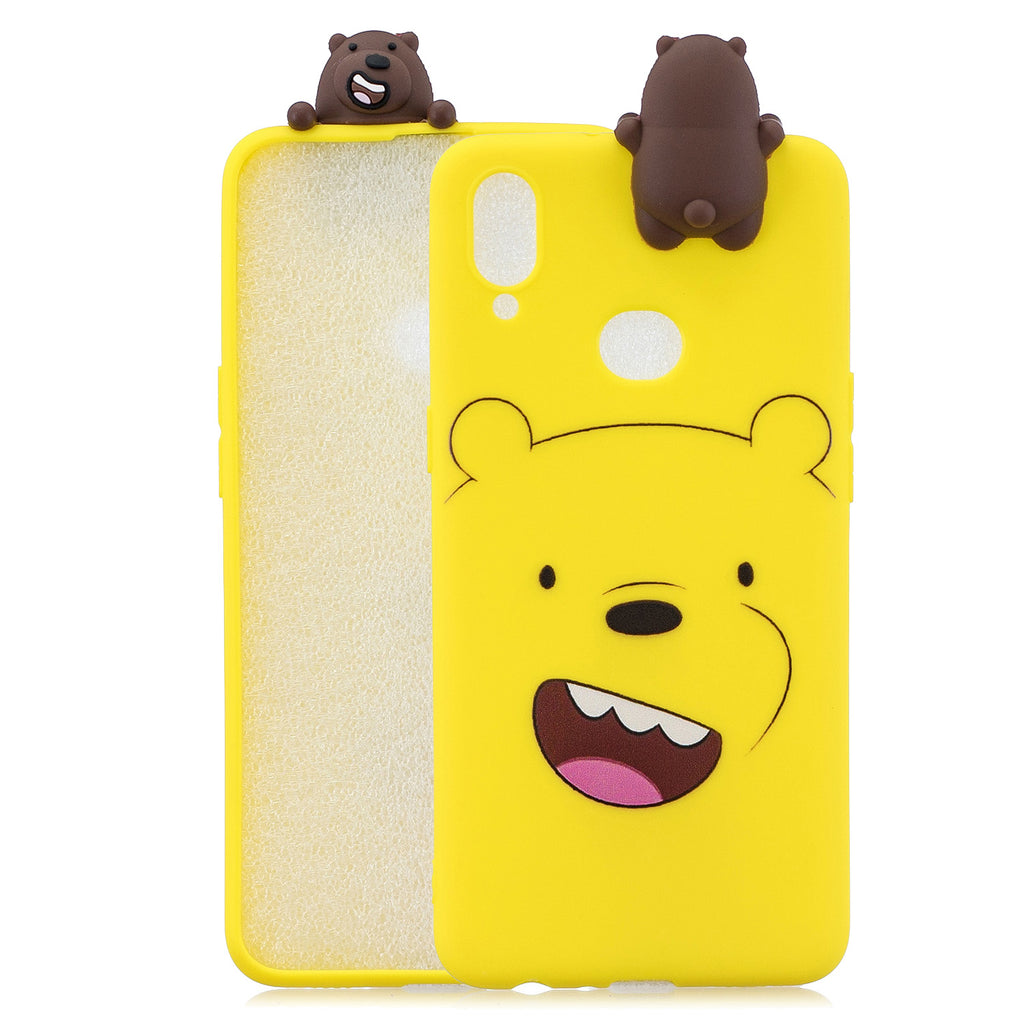 For Samsung A10S A20S Color Painting 3D Cartoon Animal Full Protective Soft TPU Mobile Phone Case yellow