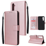 For OPPO A8 / A31/Realme XT / X2 Mobile Phone Case PU Buckle Closure Wallet Design Cards Slots All-round Protection Phone Cover  Rose gold