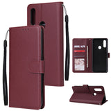 For OPPO A8 / A31/Realme XT / X2 Mobile Phone Case PU Buckle Closure Wallet Design Cards Slots All-round Protection Phone Cover  Red wine