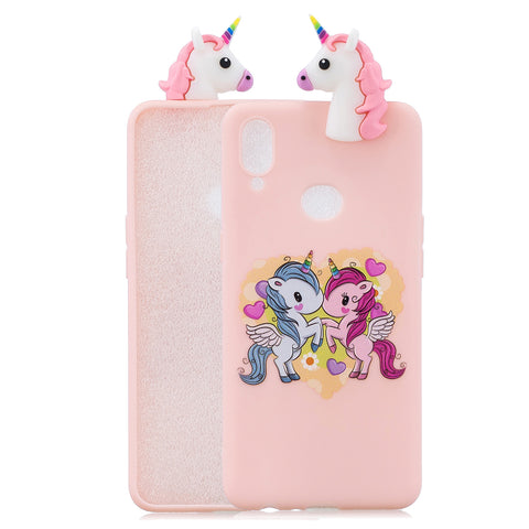 For Samsung A10S A20S Color Painting 3D Cartoon Animal Full Protective Soft TPU Mobile Phone Case Light pink