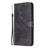 For Samsung A10S A20S Solid Color Denim Texture Front Clasp Bracket Leather Mobile Phone Cover black
