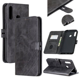 For Samsung A10S A20S Solid Color Denim Texture Front Clasp Bracket Leather Mobile Phone Cover black