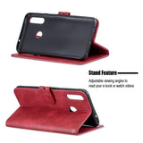 For Samsung A10S A20S Solid Color Denim Texture Front Clasp Bracket Leather Mobile Phone Cover black