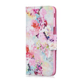 For Samsung J4 Plus/J6 Plus Cartoon Phone Shell Delicate Smartphone Case PU Leather Overall Protective Wallet Design Watercolor flower