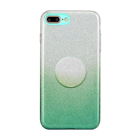 For iphone 6/6S/6 plus/6S plus/7/8/SE 2020 Phone Case Gradient Color Glitter Powder Phone Cover with Airbag Bracket green