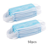 Face Masks Disposable 3 Layers Dustproof Mask Facial Protective Cover Masks Set Anti-Dust Salon Earloop Mask blue_50PCS