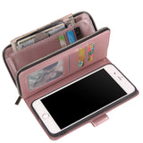 For Iphone 6/6s/6 Plus/6s Plus/7 Plus/8 Plus Pu Leather  Mobile Phone Cover Zipper Card Bag + Wrist Strap Rose gold