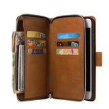 For Iphone 6/6s/6 Plus/6s Plus/7 Plus/8 Plus Pu Leather  Mobile Phone Cover Zipper Card Bag + Wrist Strap brown