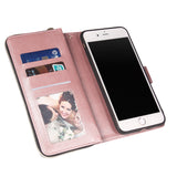 For Iphone 6/6s/6 Plus/6s Plus/7 Plus/8 Plus Pu Leather  Mobile Phone Cover Zipper Card Bag + Wrist Strap Rose gold