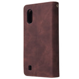 For Samsung A01 Case Smartphone Shell Wallet Design Zipper Closure Overall Protection Cellphone Cover  3 brown