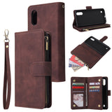For Samsung A01 Case Smartphone Shell Wallet Design Zipper Closure Overall Protection Cellphone Cover  3 brown