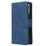 For Google Pixel 4A  Leather Mobile Phone Cover with Cards Slot Zipper Purse Phone Bracket 2 blue