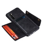 For OPPO A9 2020/Realme XT/Reno 2 Mobile Phone Shell Classic Textured Pattern Buckle Closure Design Anti-fall Smartphone Case  black