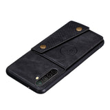 For OPPO A9 2020/Realme XT/Reno 2 Mobile Phone Shell Classic Textured Pattern Buckle Closure Design Anti-fall Smartphone Case  black