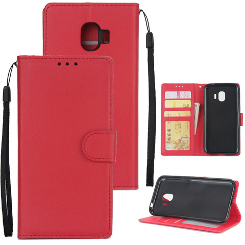 For Samsung J2 PRO 2018/Grand Prime Pro/J250 PU Cell Phone Case Protective Cover Shell with Buckle red