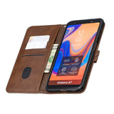 For Samsung A7 2018 Denim Pattern Solid Color Flip Wallet PU Leather Protective Phone Case with Buckle & Bracket gray