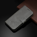 For Samsung A7 2018 Denim Pattern Solid Color Flip Wallet PU Leather Protective Phone Case with Buckle & Bracket gray