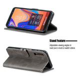 For Samsung A7 2018 Denim Pattern Solid Color Flip Wallet PU Leather Protective Phone Case with Buckle & Bracket gray
