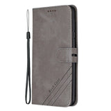For Samsung A10S A20S Solid Color Denim Texture Front Clasp Bracket Leather Mobile Phone Cover gray