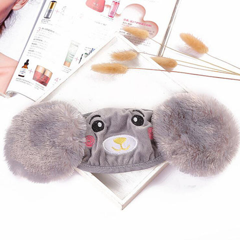 Kid 2-in-1 Warm Mask Earmuffs Cartoon Bear Winter Thicken Plush Riding Outdoor Wear Gray