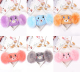 Kid 2-in-1 Warm Mask Earmuffs Cartoon Bear Winter Thicken Plush Riding Outdoor Wear Gray
