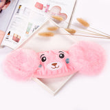 Kid 2-in-1 Warm Mask Earmuffs Cartoon Bear Winter Thicken Plush Riding Outdoor Wear Pink