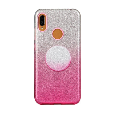 For HUAWEI Mate 30/Nova 5I pro/Mate 30 Pro/PSmart /Y5P/Y6P 2020 Phone Case Gradient Color Glitter Powder Phone Cover with Airbag Bracket Pink