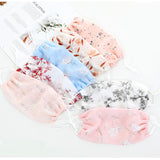 Fashionable Chiffon Printed Sunscreen Summer Breathable And Washable Dustproof Mask Red leaf flower_One size
