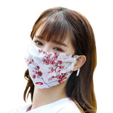 Fashionable Chiffon Printed Sunscreen Summer Breathable And Washable Dustproof Mask Red leaf flower_One size