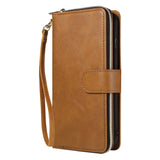 For Iphone 6/6s/6 Plus/6s Plus/7 Plus/8 Plus Pu Leather  Mobile Phone Cover Zipper Card Bag + Wrist Strap brown