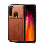 For Red Mi NOTE 8/8 Pro Cellphone Smart Shell 2-in-1 Textured PU Leather Card Holder Stand-viewing Overall Protection Case brown