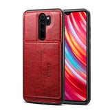 For Red Mi NOTE 8/8 Pro Cellphone Smart Shell 2-in-1 Textured PU Leather Card Holder Stand-viewing Overall Protection Case red