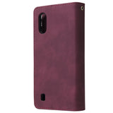 For Samsung A01 Case Smartphone Shell Wallet Design Zipper Closure Overall Protection Cellphone Cover  5 wine red