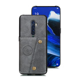 For OPPO A9 2020/Realme XT/Reno 2 Mobile Phone Shell Classic Textured Pattern Buckle Closure Design Anti-fall Smartphone Case  gray