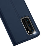 DUX DUCIS For HUAWEI P40 Leather Mobile Phone Cover Magnetic Protective Case Bracket with Cards Slot blue
