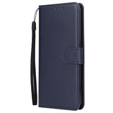 For OPPO A8 / A31/Realme XT / X2 Mobile Phone Case PU Buckle Closure Wallet Design Cards Slots All-round Protection Phone Cover  blue