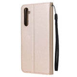 For OPPO A8 / A31/Realme XT / X2 Mobile Phone Case PU Buckle Closure Wallet Design Cards Slots All-round Protection Phone Cover  Golden