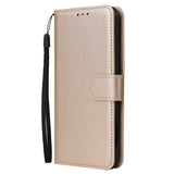 For OPPO A8 / A31/Realme XT / X2 Mobile Phone Case PU Buckle Closure Wallet Design Cards Slots All-round Protection Phone Cover  Golden