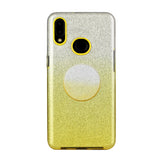 For Samsung A10/A50/A30S/A70/A20S Phone Case Gradient Color Glitter Powder Phone Cover with Airbag Bracket yellow