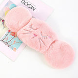 Women 2-in-1 Warm Mask Earmuffs Cartoon Cat Autumn Winter Thicken Plush Riding Outdoor Wear Khaki