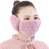 Women 2-in-1 Warm Mask Earmuffs Cartoon Cat Autumn Winter Thicken Plush Riding Outdoor Wear Black
