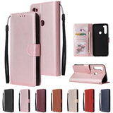 For Redmi NOTE 8 PU Leather Front Putton Protective Phone Case with 3 Cards Bracket black