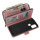For Samsung A01/A21/A31/A41/A51 Pu Leather  Mobile Phone Cover Zipper Card Bag + Wrist Strap Rose gold