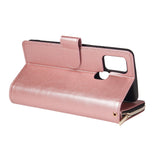 For Samsung A01/A21/A31/A41/A51 Pu Leather  Mobile Phone Cover Zipper Card Bag + Wrist Strap Rose gold