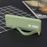For OPPO F11 pro Simple Solid Color Chic Wrist Rope Bracket Matte TPU Anti-scratch Non-slip Protective Cover Back Case 10 beans green