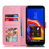 For Samsung J4+/J4 PLUS Cool 3D Coloured Painted PU Magnetic Clasp Wallet Phone Case with Bracket Lanyard Black girl