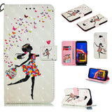 For Samsung J4+/J4 PLUS Cool 3D Coloured Painted PU Magnetic Clasp Wallet Phone Case with Bracket Lanyard Black girl