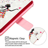 For Samsung J4+/J4 PLUS Cool 3D Coloured Painted PU Magnetic Clasp Wallet Phone Case with Bracket Lanyard Black girl