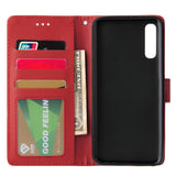 For Samsung A50 Wallet-type PU Leather Protective Phone Case with Buckle & 3 Card Position red