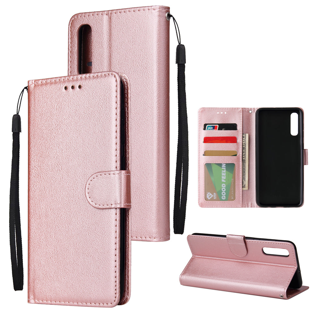 For Samsung A50 Wallet-type PU Leather Protective Phone Case with Buckle & 3 Card Position Rose gold